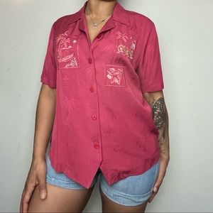 Alfred Dunner Fuchsia Pink Short Sleeve Blouse